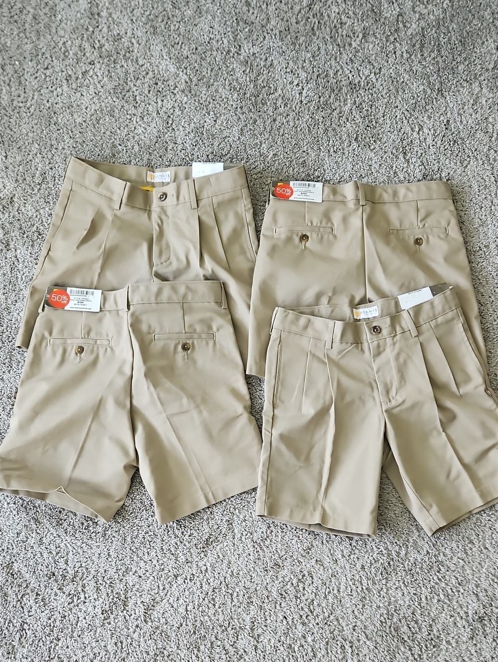 Nwt Dennis Classic Khaki School Uniform Shorts 10 Husky 4 Pair Bundle